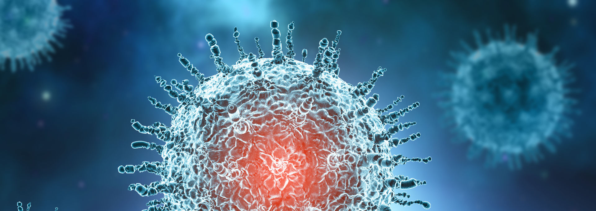 Illustration einer Elektronenmiskropaufnahme eines Virus