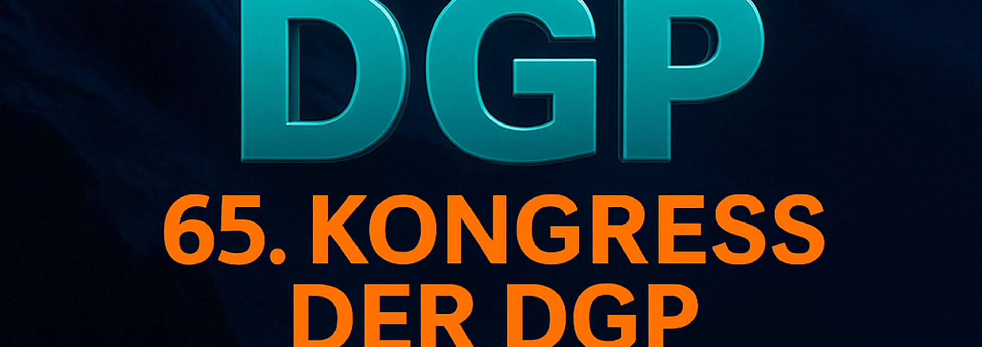 Logo des 65. Kongresses der Deutschen Gesellschaft für Pneumologie (DGP) in Leipzig. Im oberen Bereich ist eine stilisierte Darstellung von zwei Lungenflügeln zu sehen, darunter die Buchstaben DGP in großen türkisen Lettern. Unter dem Logo steht in orangefarbener Schrift ‚65. Kongress der DGP‘ und darunter in weiß ‚Leipzig